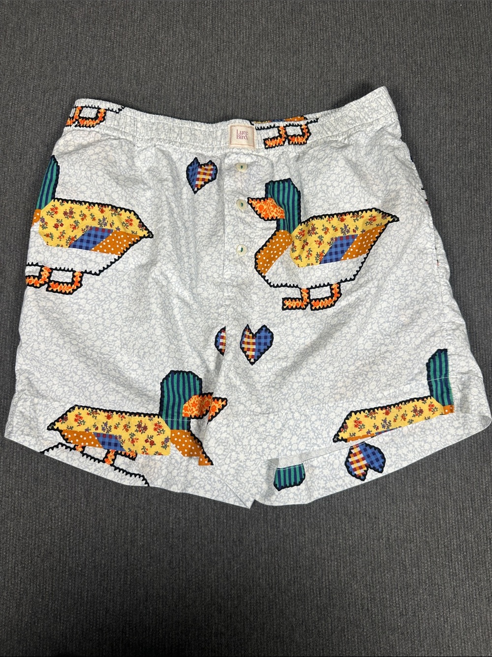 Anthropologie LyreBird Patchwork Duck Heart Pajama Set Shorts Shirt Cotton Small - Picture 4 of 16